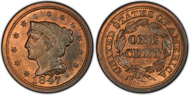 1847 1C Newcomb 35 MS64RB