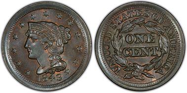 1849 1C Newcomb 2 MS65BN