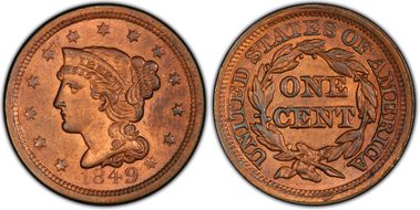 1849 1C Newcomb 5 MS63RB