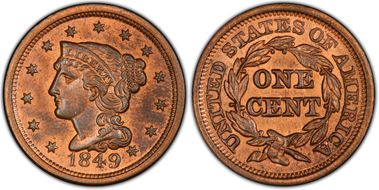 1849 1C Newcomb 14 MS64RB