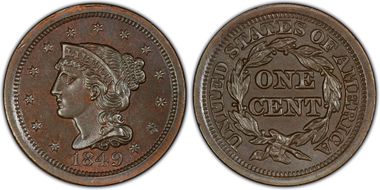 1849 1C N-1 MS65BN