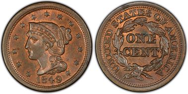 1849 1C Newcomb 21 MS65BN
