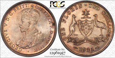 1921(m) Florin KM-27  Ag MS65