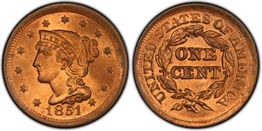 1851 1C Newcomb 15 MS65RD