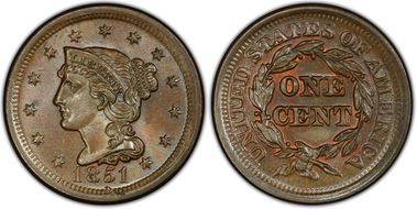 1851 1C Newcomb 15 MS64BN