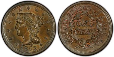 1852 1C Newcomb 10 MS64BN