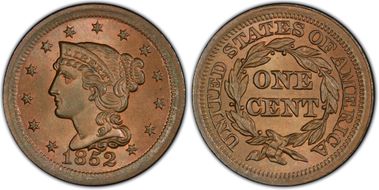 1852 1C Newcomb 12 MS67BN