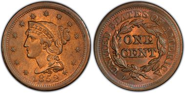 1852 1C Newcomb 15 MS64RB