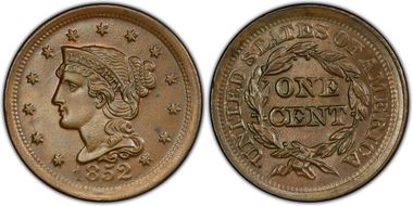 1852 1C Newcomb 22/9 MS64BN