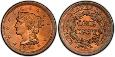 1854 1C Newcomb 20 MS66RB