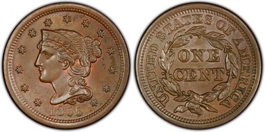 1855 1C N-7 Upright 55 MS65BN
