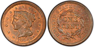 1856 1C N-8  Upright 5 MS64RB