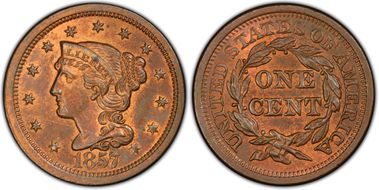 1857 1C N-1 Large Date MS65RB