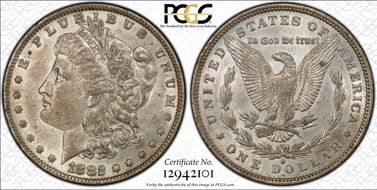 1882-O/S $1 VAM 4, O/S Recessed AU55