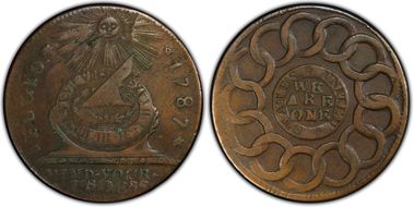 1787 Fugio 1C States United, 4 Cinq VF35BN