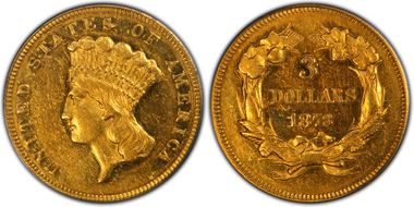 1873 $3 Closed 3 AU50