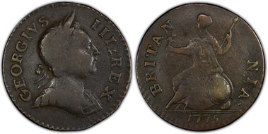 ''1775'' 1/2P Machin's Mills VF30BN