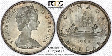 1965 S$1 Type 2 Sm Beads, Bl 5 MS64