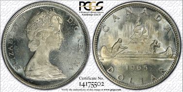 1965 S$1 Type 4 Lg Beads, Pt 5 MS63