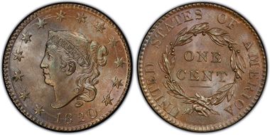 1820 1C Large Date MS64BN