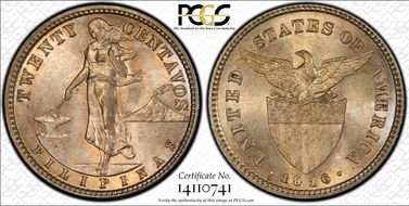 1916-S 20C Allen-11.12a Tilted 6 MS63