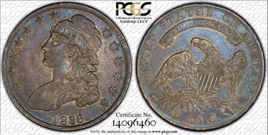 1836 50C Lettered Edge XF45