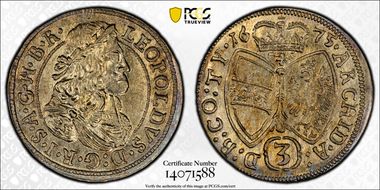 1675 3 Kr KM-1245 Hall MS63