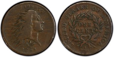 1793 1C Wreath, Vine and Bars VF20BN