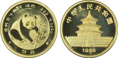 1988 5 Yn Panda Gold PAN-73A MS69