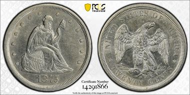 1875-S 20C AU55
