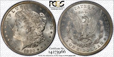 1880 $1 VAM 32A Clashed "In" MS62