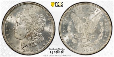 1878 7TF $1 VAM 203, Short Leaf MS63