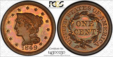 1849 1C Newcomb 18 PR65RB