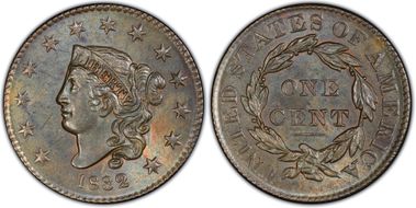 1832 1C Large Letters MS64BN