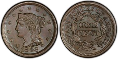 1848 1C MS65BN