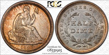 1837 H10C Seated, Large Date AU55