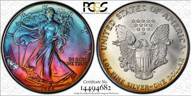 1986 $1 Silver Eagle MS67