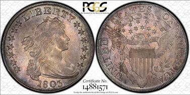 1803 $1 Large 3 AU58