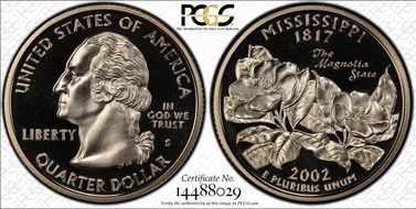 2002-S 25C Mississippi PR70DCAM
