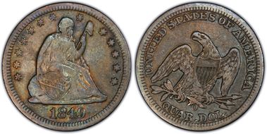 1849-O 25C VF30