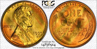 1955-S 1C MS65RD