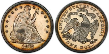 1872 $1 PR63CAM