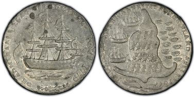 1779 Medal Rhode Island, Wreath Below Ship Pewter AU53