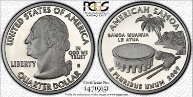 2009-S 25C American Samoa Silver PR70DCAM