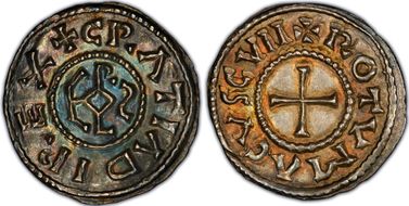 (840-877) Denier Dep-878 Rouen MS64