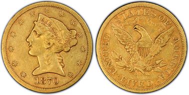 1870-S $5 XF40