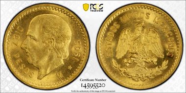 1905-M 10 Peso KM-473  Au MS65