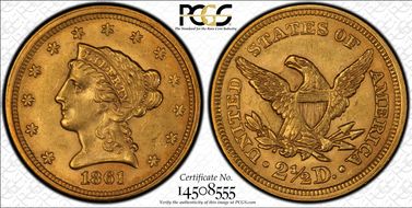 1861 $2.50 Old Reverse MS62