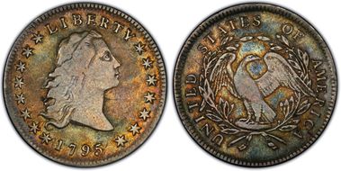 1795 $1 Flowing Hair, 3 Leaves VF20