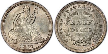 1837 H10C Seated, Small Date MS63